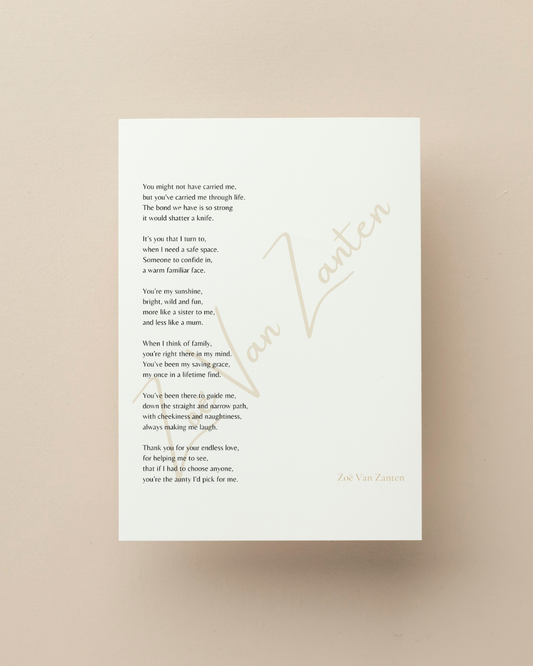 "The aunty for me" card